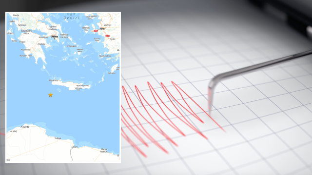 Girit Adası açıklarında deprem meydana geldi.