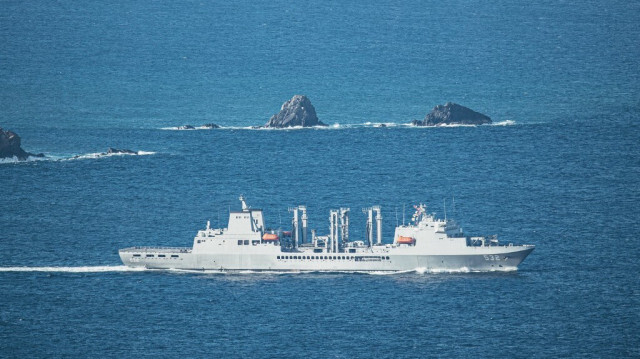 Un navire de soutien au combat rapide de classe Panshih participant à l'exercice annuel Han Kuang au large de la côte du comté de Yilan, le 22 juillet 2024.