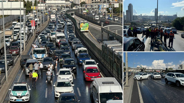 Edirne istikametindeki trafik akışı tek şeritten sağlanırken bölgede uzun araç kuyruğu oluştu.