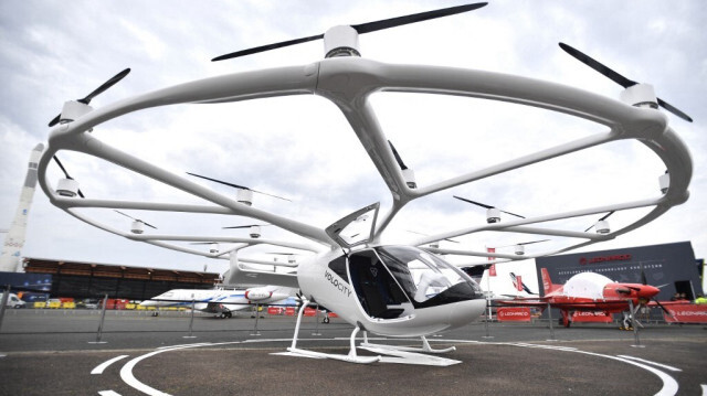 Le taxi aérien de Volocopter "Volocity" exposé lors du Salon international de l'aéronautique de Paris à l'aéroport de Paris-Le Bourget, le 18 juin 2023.