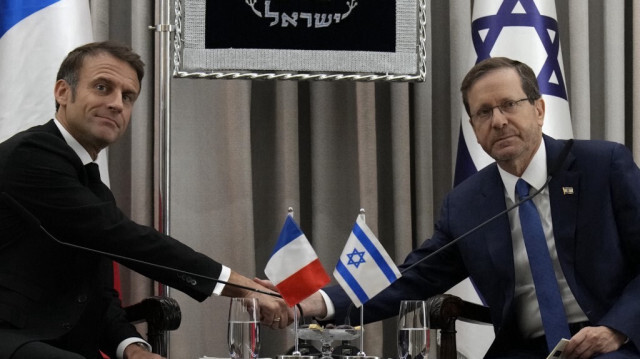 Le président de la République française, Emmanuel Macron et son homologue israélien, Isaac Herzog.