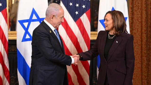 Le Premier ministre israélien Benyamin Netanyahu et la vide-président des États-Unis, Kamala Harris lors d'un entretien aux États-Unis, le 25 juillet 2024.