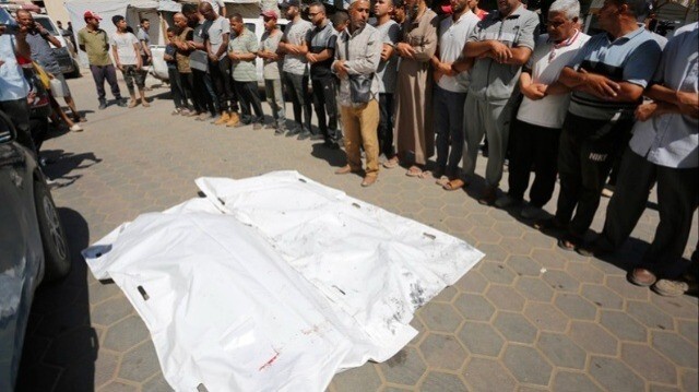 Les corps des Palestiniens tués lors d'une attaque de l'armée israélienne à Deir Al-Balah dan la Bande de Gaza, le 03 juillet 2024.
