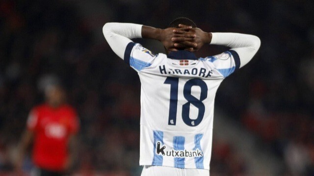 Hamari Traoré, capitaine de l'équipe du Mali, lors de la demi-finale aller de la Copa del Rey entre RCD Mallorca et la Real Sociedad, le 6 février 2024.