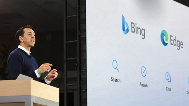 Yusuf Mehdi, vice-président de Microsoft pour la vie moderne, la recherche et les appareils, s'exprime lors d'un discours annonçant l'intégration de ChatGPT pour Bing chez Microsoft à Redmond, Washington, le 7 février 2023. 