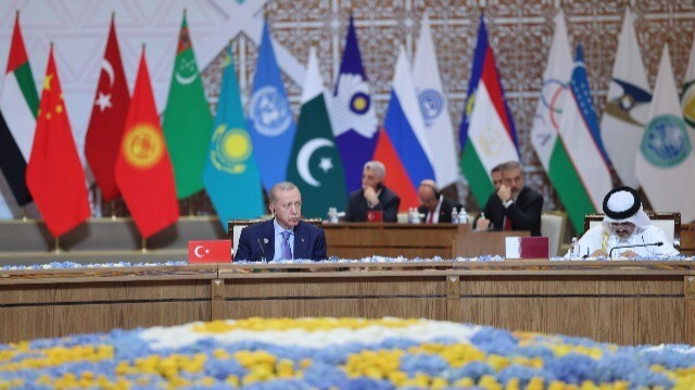 Le président de la République de Türkiye, Recep Tayyip Erdogan, lors du 24e sommet de l'Organisation de la Coopération de Shanghai, à Astana, le 4 juillet 2024.