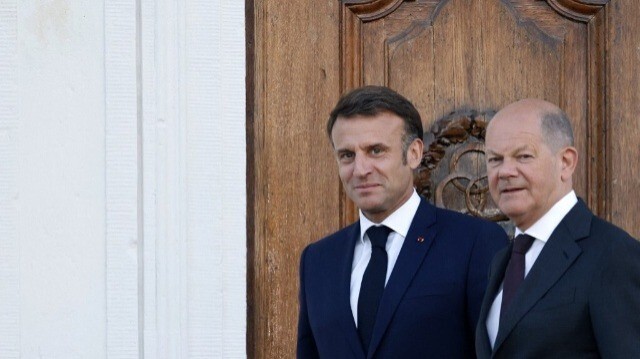 Le président français, Emmanuel Macron et le chancelier fédéral d'Allemagne, Olaf Scholz.