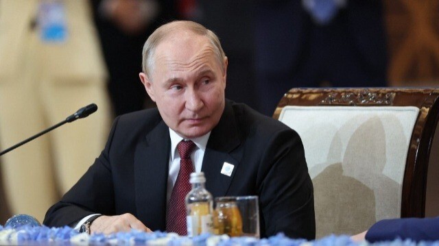 Le président de la fédération de Russie, Vladimir Poutine, au sommet des dirigeants des États membres de l'Organisation de coopération de Shanghaï (OCS) à Astana, le 4 juillet 2024.