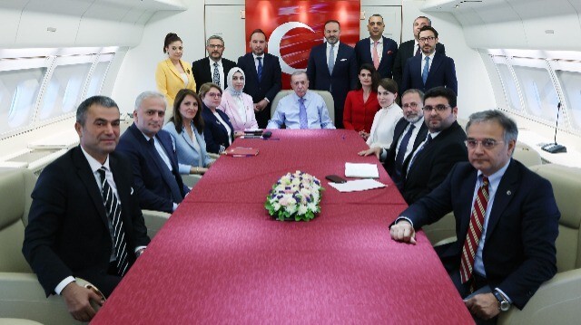 Le président de la République de Türkiye, Recep Tayyip Erdogan, au moment d'une conférence de presse donné lors de son retour d'Astana, au Kazakhstan, le 5 juillet 2024.