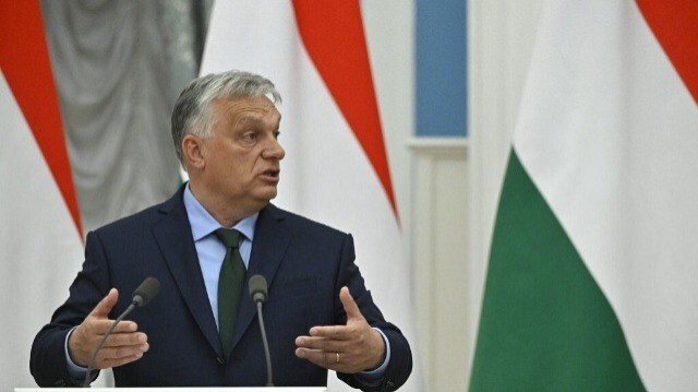 Le Premier ministre hongrois Viktor Orban fait une déclaration commune à la presse avec le président russe à la suite de leurs entretiens au Kremlin à Moscou, le 5 juillet 2024.