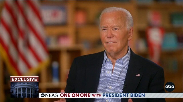 Personne n'est plus qualifié que moi pour être président ou gagner cette élection", assure Joe Biden dans une interview très attendue sur la chaîne ABC, le 6 juillet 2024.