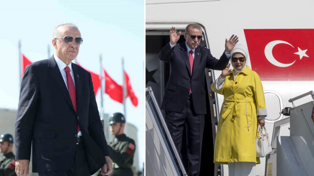 Cumhurbaşkanı Erdoğan'a eşi Emine Erdoğan eşlik etti.