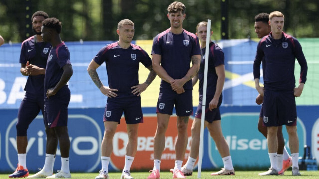 L'équipe anglaise à l'entraînement au camp de base de Blankenhain, le 9 juillet 2024, avant la demi-finale de l'Euro 2024 contre les Pays-Bas.