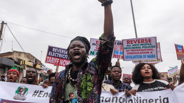 Des manifestants se rassemblent lors de la protestation "End Bad Governance" à Ikeja, Lagos, le 1er août 2024.