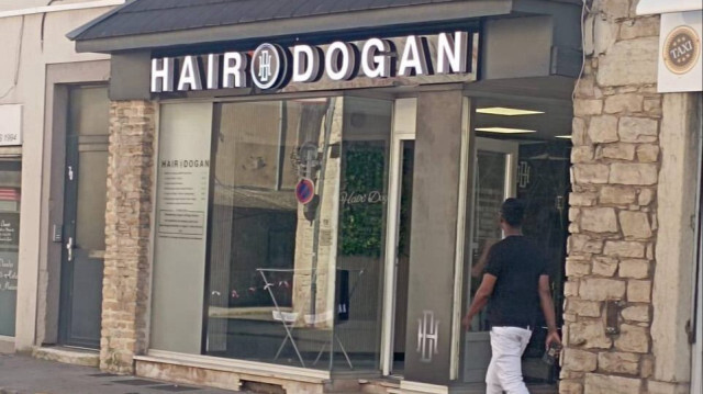 Le salon de coiffure Hair-Dogan ciblé par l'extrême-droite, à Bourgoin-Jallieu, dans le département de l'Isère, au sud-est de la France.