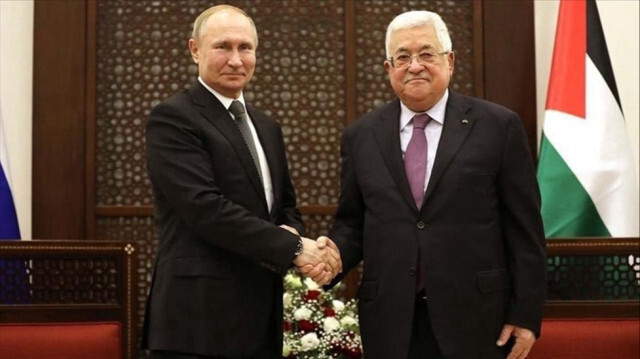 Le président russe Vladimir Poutine et le président palestinien Mahmoud Abbas, à Bethléem, le 23 janvier 2020.