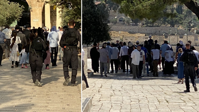 İsrailli bakanlar Ben-Gvir ve Wasserlauf'un yanı sıra fanatik Yahudiler, dün, İsrail polisinin koruması altında Mescid-i Aksa'ya baskın düzenlemişti. 
