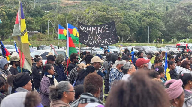 Manifestation organisée pour rendre hommage aux Kanaks tués par les forces de l'ordre française en Nouvelle-Calédonie, à Poindimié, le 27 juillet 2024.