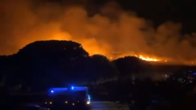 Image de l'incendie de Canet-en-Roussillon, dans le sud de la France, qui a nécessité l'évacuation de 3 000 vacanciers, le 18 août 2024.