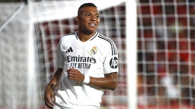 L'attaquant français du Real Madrid, Kylian Mbappé, lors du match de la Liga espagnole entre le RCD Mallorca et le Real Madrid à Palma de Majorque, le 18 août 2024.  