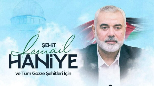 L'affiche anonçant les prières funéraires effectuées à Chypre du Nord en mémoire du chef de la résistance palestinienne, Ismaïl Haniyeh.