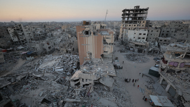 Des bâtiments gravement endommagés par les frappes de l'armée d'occupation israélienne, à Khan Younis, dans la bande de Gaza, le 31 juillet 2024. 