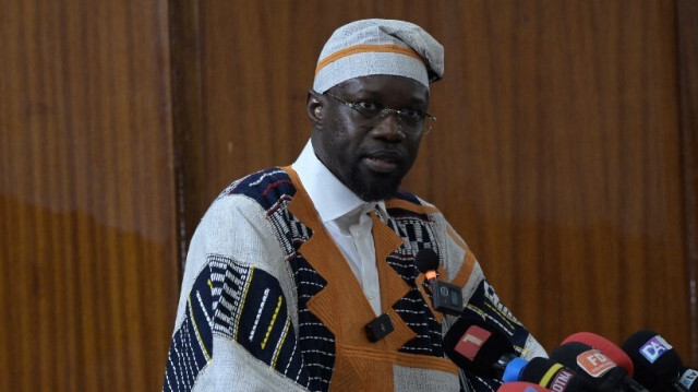 Le Premier ministre sénégalais, Ousmane Sonko, à l'université Cheikh Anta Diop de Dakar, le 16 mai 2024.  