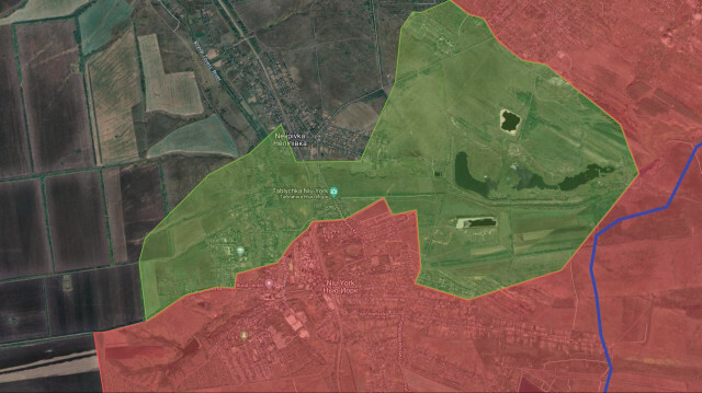 La zone de Niu-York, dans la région de Donetsk, en vert sur la carte, a été capturée par les troupes russes, le 20 août 2024.