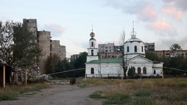 Eglise détruite par des bombardements dans la ville de Toretsk, région de Donetsk, en Ukraine, le 29 juillet 2024.