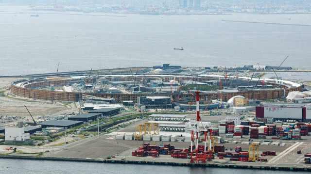 La construction en cours sur le site de l'Expo 2025 sur l'île de Yumeshima, une zone de terres récupérées à Osaka, le 21 août 2024. L'Expo 2025 devrait ouvrir ses portes en avril 2025.