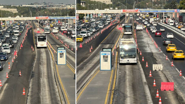 İstanbul'da metrobüs hattındaki 'Beyaz Yol' çalışması devam ediyor. 