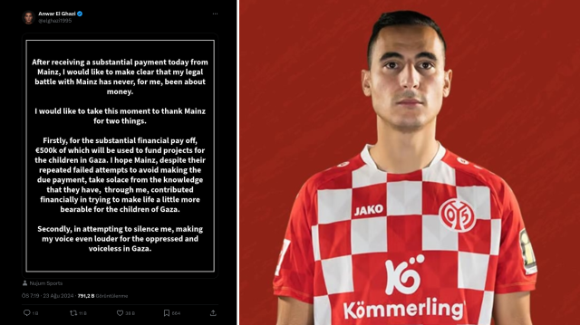 Gazze'deki soykırıma karşı çıktığı için Mainz05 tarafından sözleşmesi feshedilen futbolcu El Ghazi.