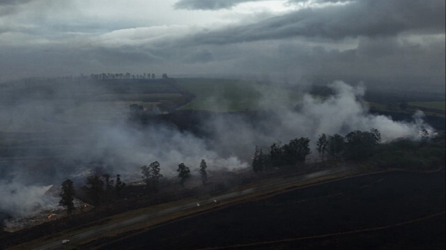 Un incendie dans les environs de Ribeirao Preto, État de São Paulo au Brésil, le 25 août 2024.