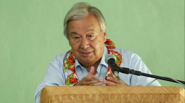 Le Secrétaire général des Nations Unies, Antonio Guterres lors du sommet des îles du Pacifique à TONGA, le 27 août 2024.