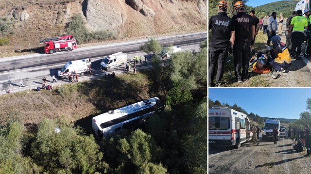 Erzincan'ın Refahiye ilçesinde yolcu otobüsünün devrilmesi sonucu 14 kişi yaralandı.