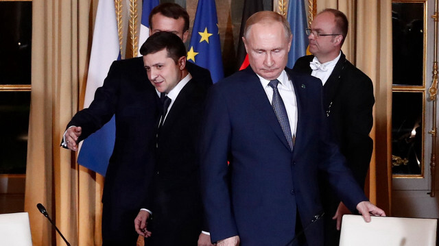 Rusya Devlet Başkanı Vladimir Putin, Ukrayna Devlet Başkanı Volodymyr Zelenskyy.