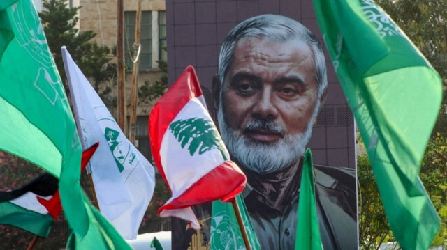 Une représentation du chef du Bureau politique du Hamas, Ismail Haniyeh, assassiné à Téhéran, en Iran, le 31 juillet 2024.