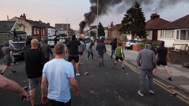 Emeute islamophobe à Southport, en Angleterre, le 30 juillet 2024.