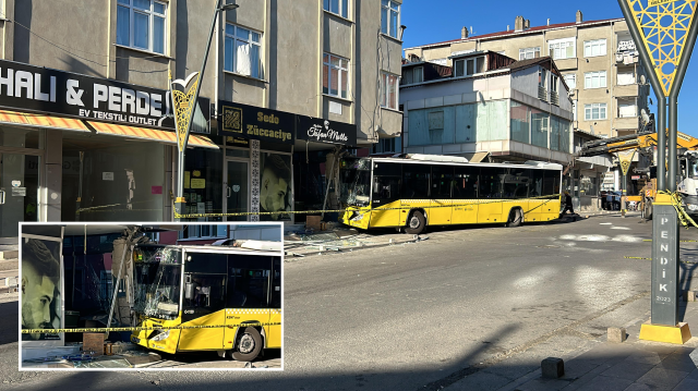 Pendik'te İETT otobüsünün iş yerine girmesi sonucu altı kişi yaralandı.