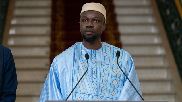 Le premier ministre sénégalais Ousmane Sonko, lors d'un discours au palais présidentiel. 