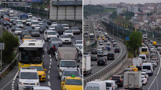 İstanbul'da trafik yoğunlupu yaşanıyor. 