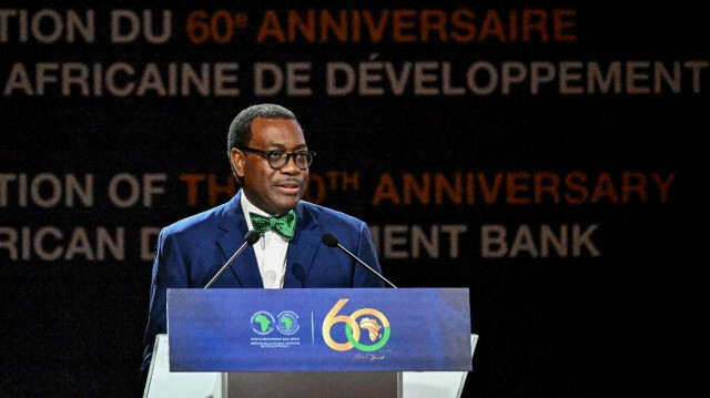 Akinwumi Adesina, président de la Banque africaine de développement (BAD), s'exprime lors de la célébration du 60e anniversaire de l'institution à l'hôtel Sofitel Ivoire d'Abidjan, le 10 septembre 2024. 