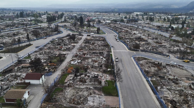 La ville dévastée de Jasper, dans l'Etat d'Alberta, au Canada, après un incendie de forêt le 15 août 2024.