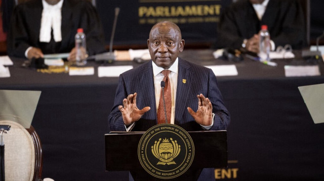 Cyril Ramaphosa, président sud-africain, ouvre le Parlement à l'hôtel de ville du Cap pour la première fois après les élections générales, le 18 juillet 2024.