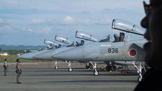 Les avions de combat F-15J Eagle, de la 2e escadre aérienne 201e escadron de chasse tactique de la Force aérienne d'autodéfense du Japon (JASDF).