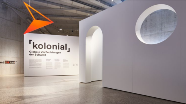 Hall de l'exposition sur le rôle de la Suisse dans le colonialisme, au musée national de Zurich, le 13 septembre 2024.