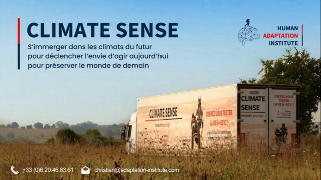 Affiche faisant la promotion de la cabine climatique de Climate Sense.