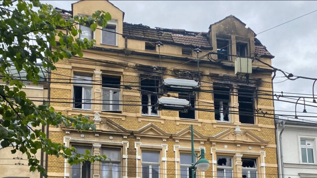 Le bâtiment situé dans la ville d'Eberswalde, au nord de Berlin, où un incendie a coûté la vie à une mère turque et à son fils de 5 ans, le 16 septembre.