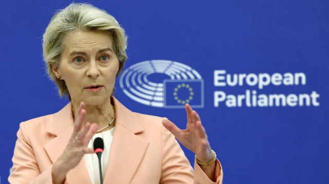 La présidente de la Commission européenne, Ursula von der Leyen, lors de la Conférence des présidents du Parlement, au Parlement européen à Strasbourg, le 17 septembre 2024.