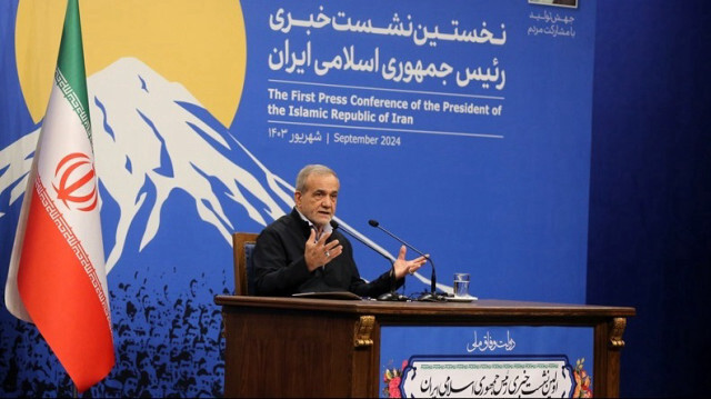 Le président iranien, Masoud Pezeshkian, a assisté à sa première conférence de presse après sa prise de fonction, à Téhéran, en Iran, le 16 septembre 2024.